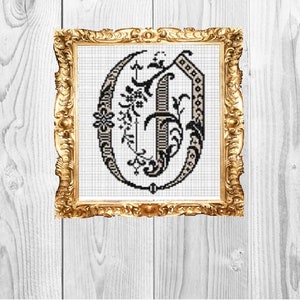 Letra do monograma o - Fantasia, vintage, casamento, bebê, casa, subversivo, sarcástico, Padrão de ponto cruz - Download instantâneo