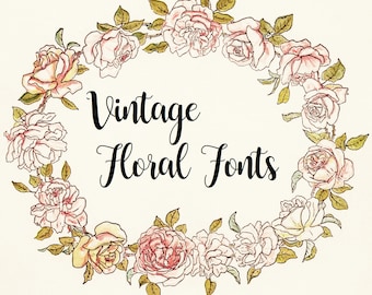 Vintage Floral Fonts Collection - Digital Cross Stitch Pattern - Instant Download
