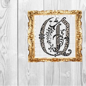 Letra Q do monograma - Fantasia, vintage, casamento, bebê, casa, subversivo, sarcástico, padrão de ponto cruz - Download instantâneo