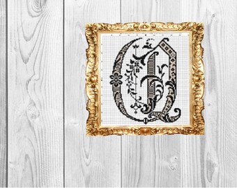 Monogram Letter Q - Fancy, vintage, wedding, baby, home, subversive, snarky,  Cross Stitch Pattern - Instant Download
