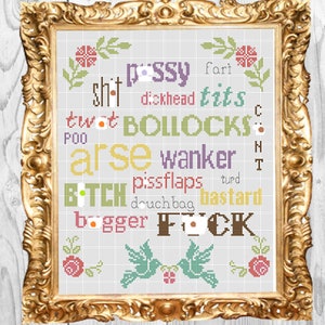 So many swears - Funny Subversive Cross Stitch Pattern - Instant Download