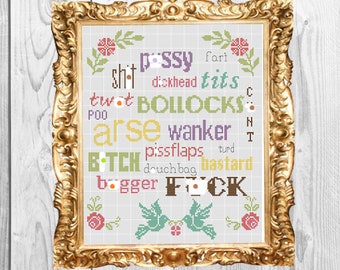 So many swears - Funny Subversive Cross Stitch Pattern - Instant Download