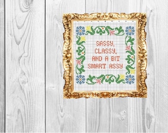 Sassy, Classy and a bit smart assy - Cross Stitch Pattern - Instant Download