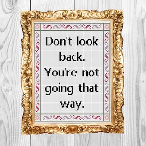 Don't look back, you're not going that way - Motivational Cross Stitch Pattern - Instant Download