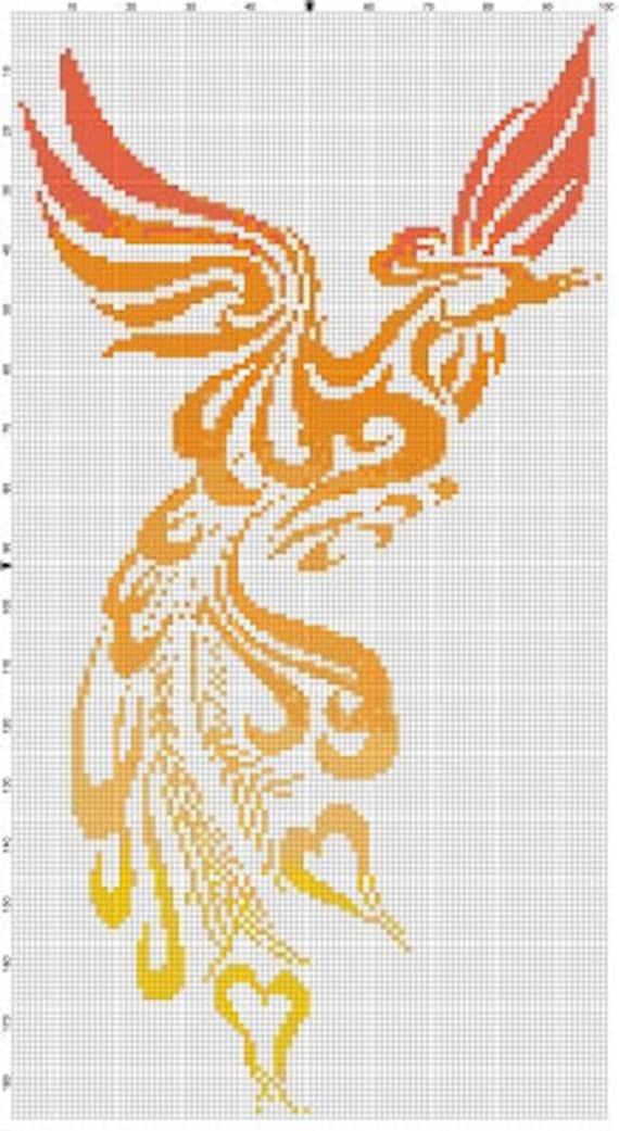 Tribal Abstract Phoenix -retro, Colorful, Pixel Subversive