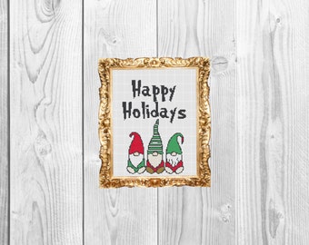 Fijne vakantie kabouters - Holiday Santa Grappig Modern Subversief Cross Stitch Patroon - Direct downloaden