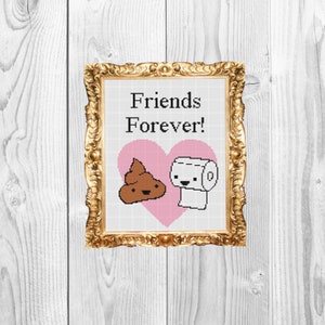 Friends Forever - decorazione per il bagno e schema punto croce sovversivo - download immediato