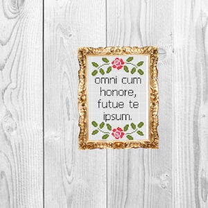 LATIN: With all due respect, go f*ck yourself - Funny Latin Snarky Subversive Witty Cross Stitch Pattern - Instant Download