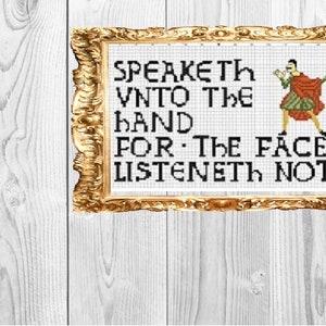 Speak to the Hand Medieval Tapestry  -  Cross Stitch Pattern - Instant Download
