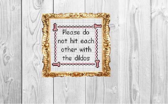 Please Do not hit each other with the dildos - Cross Stitch Pattern - Instant Download
