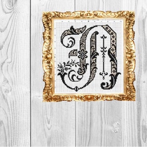 Monogram Letter N - Fancy, vintage, wedding, baby, home, subversive, snarky,  Cross Stitch Pattern - Instant Download