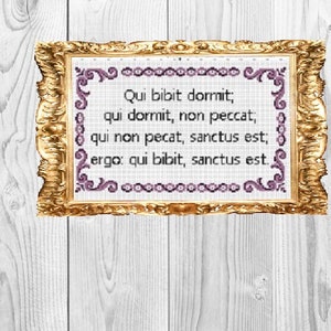 Latin Poem About beer - Modern Funny Cross Stitch Pattern - Instant Download