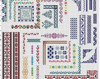 Geometric Border Collection - Modern, subversive, snarky, funny,  Cross Stitch Pattern - Instant Download