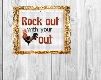 Rock out with your cock out - Dirty Snarky Cross Stitch Pattern - Instant Download