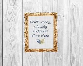 Don't Worry, it's only Kinky the First Time - Funny Sarcastic  Cross Stitch Pattern - Instant Download