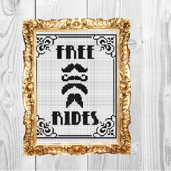 Free Moustache Rides - Cross Stitch Pattern - Instant Download