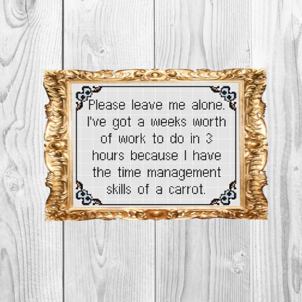 Time management of a carrot - Funny Modern Snarky Cross Stitch Pattern - Instant Download