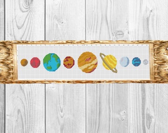 Our Planets - Modern Space  Cross Stitch Pattern - Instant Download