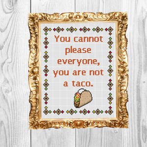 You Can&#39;t please everyone, you are not a taco - Motivational Cross Stitch Pattern - Instant Download