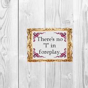 There's no I in foreplay - Funny Subversive and Snarky Cross Stitch Pattern - Instant Download