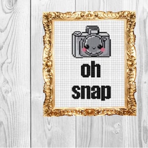 Oh Snap - funny subversive photography kawaii sassy Modern Cross Stitch Pattern - Instant Download