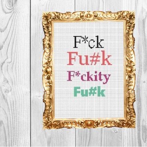Four F*cks - funny subversive snarky mature  Cross Stitch Pattern - Instant Download