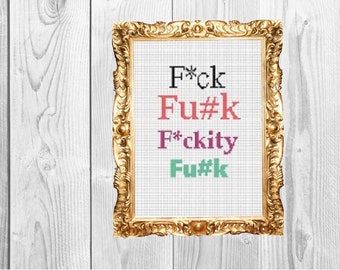 Four F*cks - funny subversive snarky mature  Cross Stitch Pattern - Instant Download
