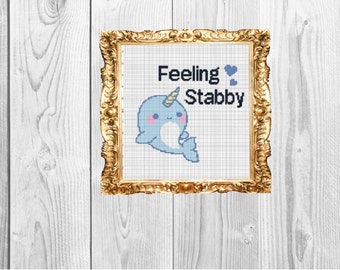 Feeling Stabby Narwhal -  Cross Stitch Pattern - Instant Download