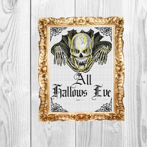 All Hallows Eve - crâne d'halloween rétro vintage motif point de croix - téléchargement immédiat