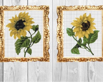 Two Sunflowers - Vintage Cross Stitch Patterns - Instant Download