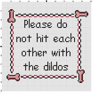Please Do not hit each other with the dildos - Cross Stitch Pattern - Instant Download image 2