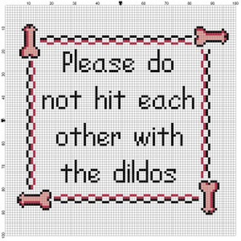Please Do not hit each other with the dildos - Cross Stitch Pattern - Instant Download image 2