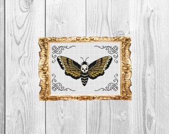 Deaths Head Moth - Dark Halloween Snarky Cross Stitch Pattern - Instant Download