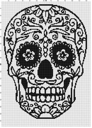 Sugar Skull Day of the Dead, Dia De Los Muertas - Cross Stitch Pattern ...