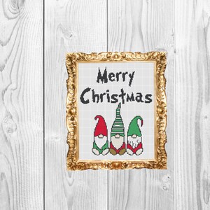 Merry Christmas Gnomes - Holiday Santa Funny Modern Subversive Cross Stitch Pattern - Instant Download