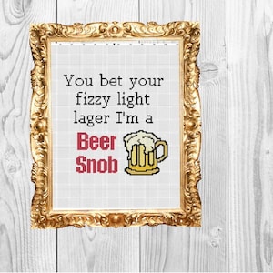 Beer Snob - Funny Modern Subversive Cross Stitch Pattern - Instant Download