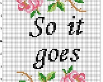So it goes - death, bereavement, funeral, mourning, slaughterhouse 5, Vonnegut Cross Stitch Pattern - Instant Download