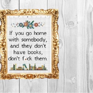 Quote on books  - Library Cross Stitch Pattern - Instant Download