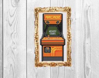 Retro Arcade Cabinet -   Cross Stitch Pattern - Instant Download