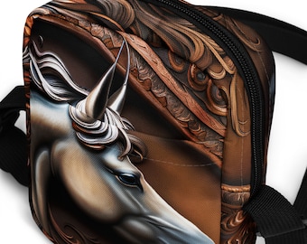 Compact Crossbody Bag Purse | Western Horse Design | USA Seller