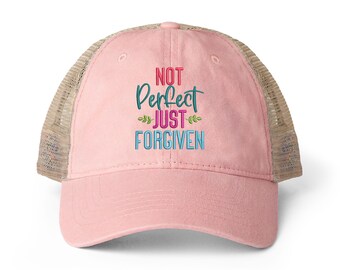 Gorra de mujer con parte trasera de malla, lavada, colores surtidos / con mensaje de temática cristiana