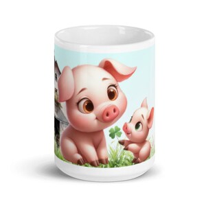 Taza de cerámica con dibujos de mamá y cerditos, vendida por un vendedor de EE. UU. Personalización opcional