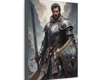 Canvas Print Wall Art: Medieval Knight in Armor