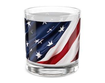 Vaso patriótico de vidrio templado pesado de 10 oz con bandera estadounidense