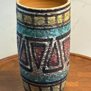 MCM Made in Italy geometric design lava pottery vase.