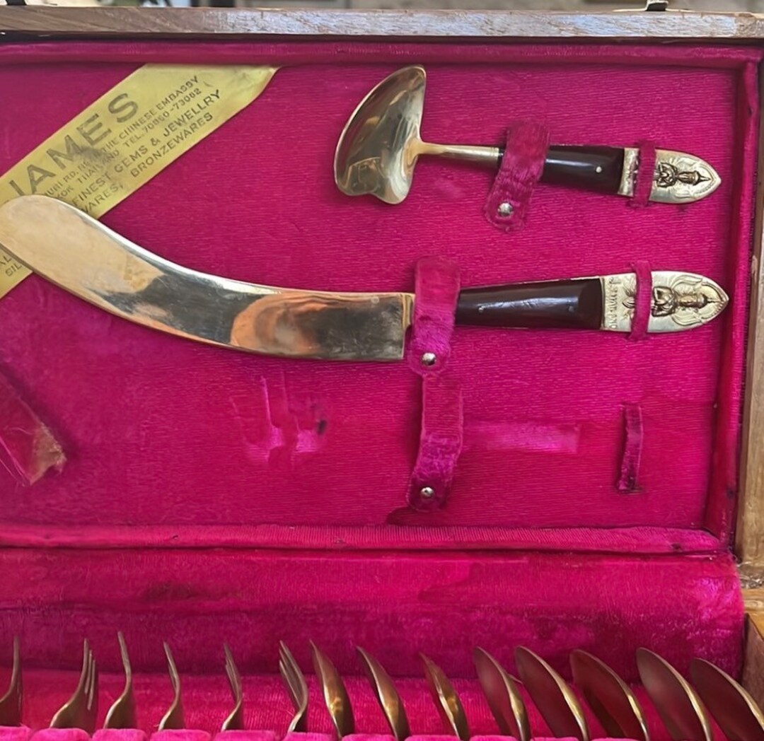 James Nickel Bronze Flatware Dessert Set W/serving for 8 Plus Etsy