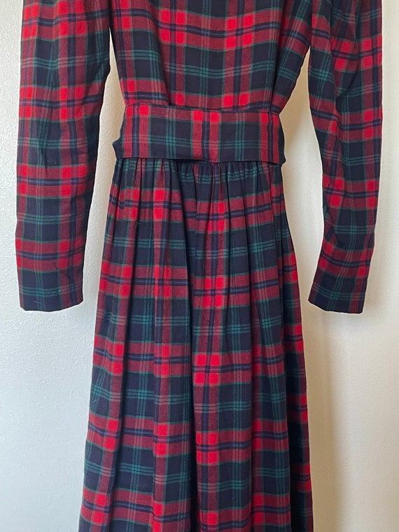 Vintage 80s plaid Laura Ashley dress, red blue gr… - image 6