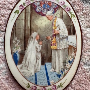 Divine Antique French Hand-decorated Porcelaine Religious Holy 