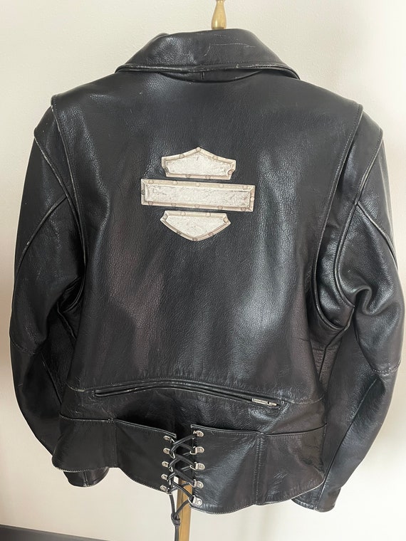 Vintage 2002 Harley Davidson black leather jacket. - image 7