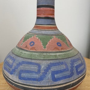 Hand Painted Pottery Water Jug from Mexico